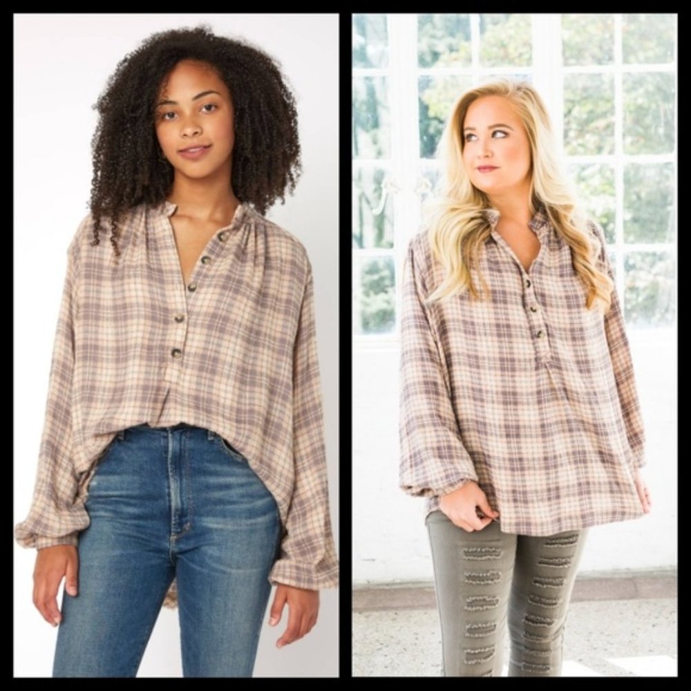 FREE PEOPLE Northern Bound Button Down Blouse EUC sz S - Picture 2 of 11